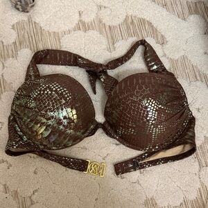 Brown Snake Print Bikini Top bombshell 34C
